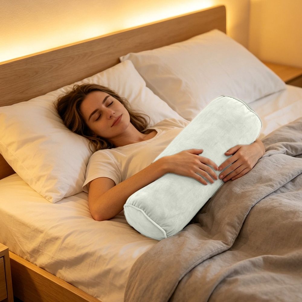 Round Neck Pillow Case Covers, 15.7x5.9inch Cervical Neck Roll Pillow Cover with Zipper for Hair & Skin