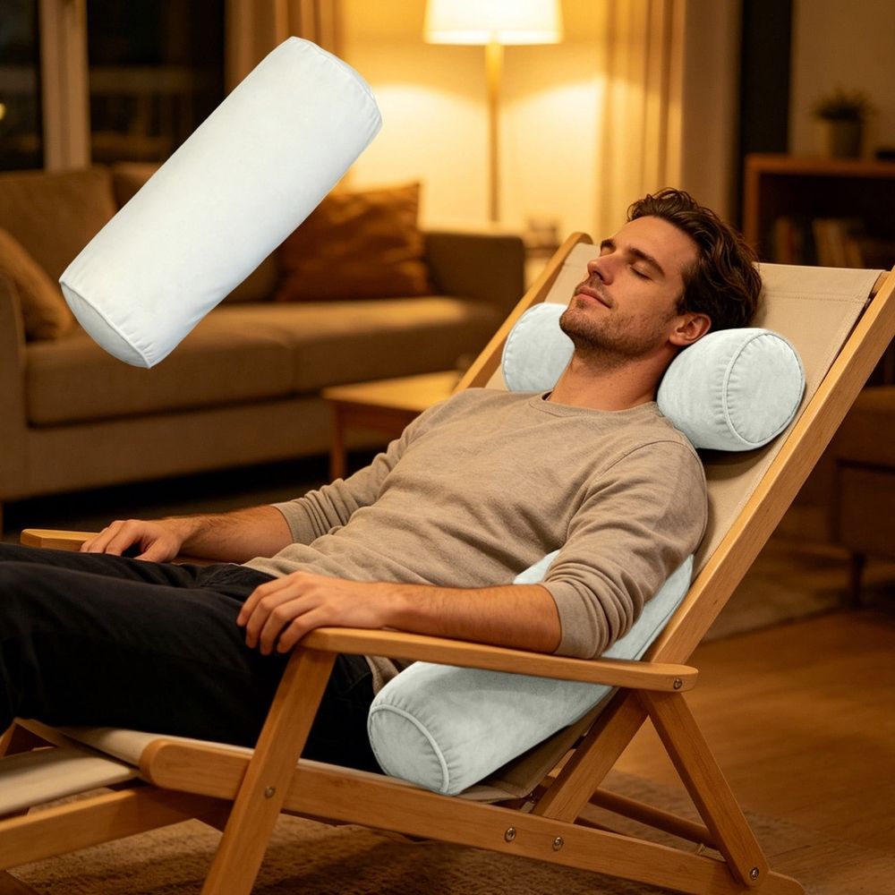 Round Neck Pillow Case Covers, 15.7x5.9inch Cervical Neck Roll Pillow Cover with Zipper for Hair & Skin