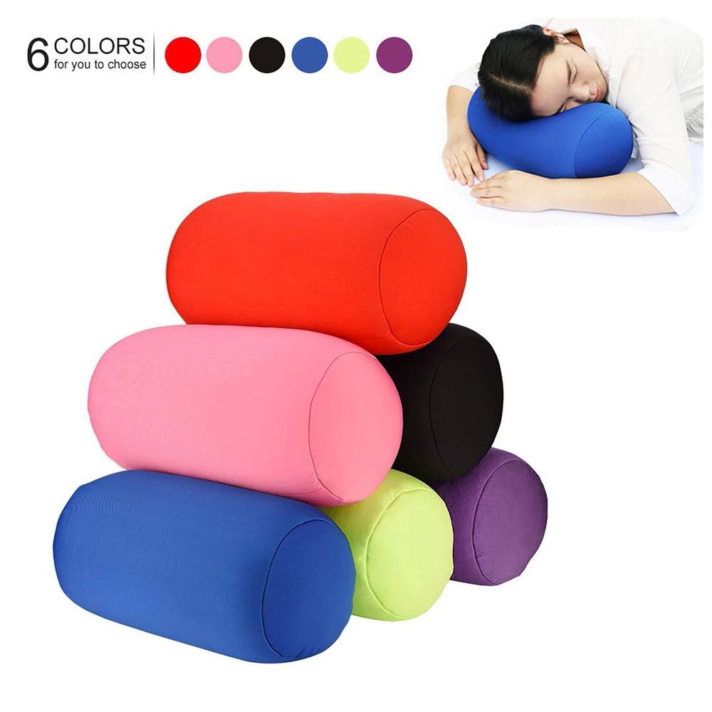 Microbead Bolster, Microbead Pillow, Comfort Squish Tube Bolster Cushion, Back Head Neck Support Sleeping Throw Pillows for Travel Home Sofa Bed