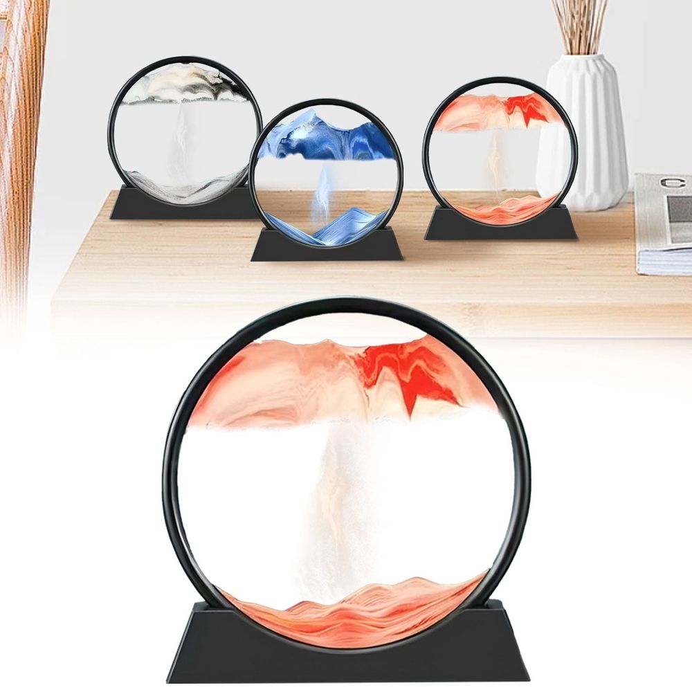 3D Dynamic Sand Art Liquid Motion,Moving Sand Art Picture in Round Glass Frame,Deep Sea Sandscape in Motion Display,Flowing Sand Painting for Relaxing Desk,Decor,MeditationStress Relief