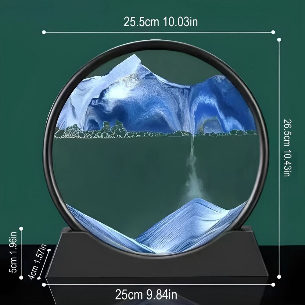 3D Dynamic Sand Art Liquid Motion,Moving Sand Art Picture in Round Glass Frame,Deep Sea Sandscape in Motion Display,Flowing Sand Painting for Relaxing Desk,Decor,MeditationStress Relief