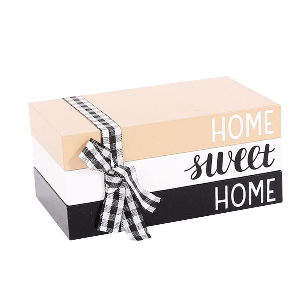 Sweet Home Wooden Stacked Books,Decorative Books for Home Decor,Faux Coffee Table Books,Stacked Book Decor for Shelf,Entryway,Console Table,Fireplace Mantel,Bookshelf Styling,Farmhouse