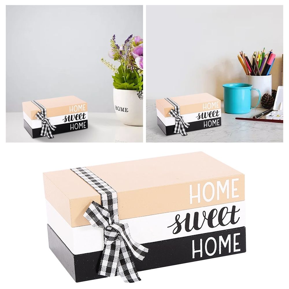Sweet Home Wooden Stacked Books,Decorative Books for Home Decor,Faux Coffee Table Books,Stacked Book Decor for Shelf,Entryway,Console Table,Fireplace Mantel,Bookshelf Styling,Farmhouse