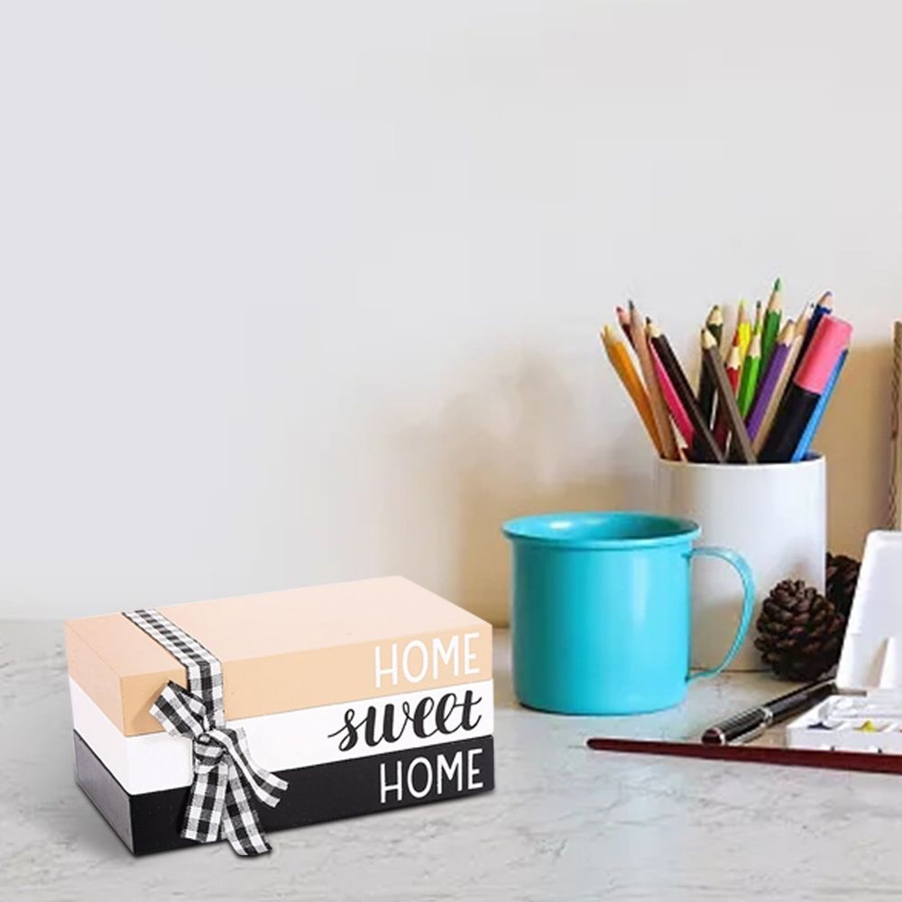 Sweet Home Wooden Stacked Books,Decorative Books for Home Decor,Faux Coffee Table Books,Stacked Book Decor for Shelf,Entryway,Console Table,Fireplace Mantel,Bookshelf Styling,Farmhouse