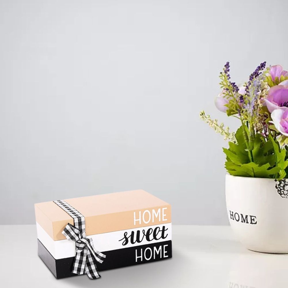 Sweet Home Wooden Stacked Books,Decorative Books for Home Decor,Faux Coffee Table Books,Stacked Book Decor for Shelf,Entryway,Console Table,Fireplace Mantel,Bookshelf Styling,Farmhouse
