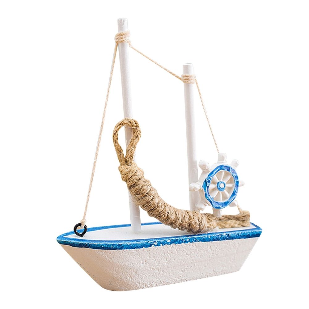Nautical Wooden Ornament Set, Features Retro Beach and Sailboat Designs, Perfect as Kitchen, Bathroom, or Office Centerpiece, Great for Themed Nautical Party Decorations and Table Settings