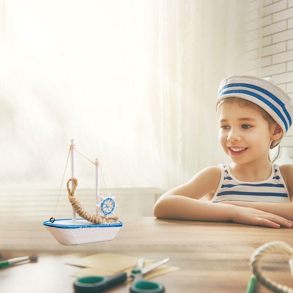 Nautical Wooden Ornament Set, Features Retro Beach and Sailboat Designs, Perfect as Kitchen, Bathroom, or Office Centerpiece, Great for Themed Nautical Party Decorations and Table Settings