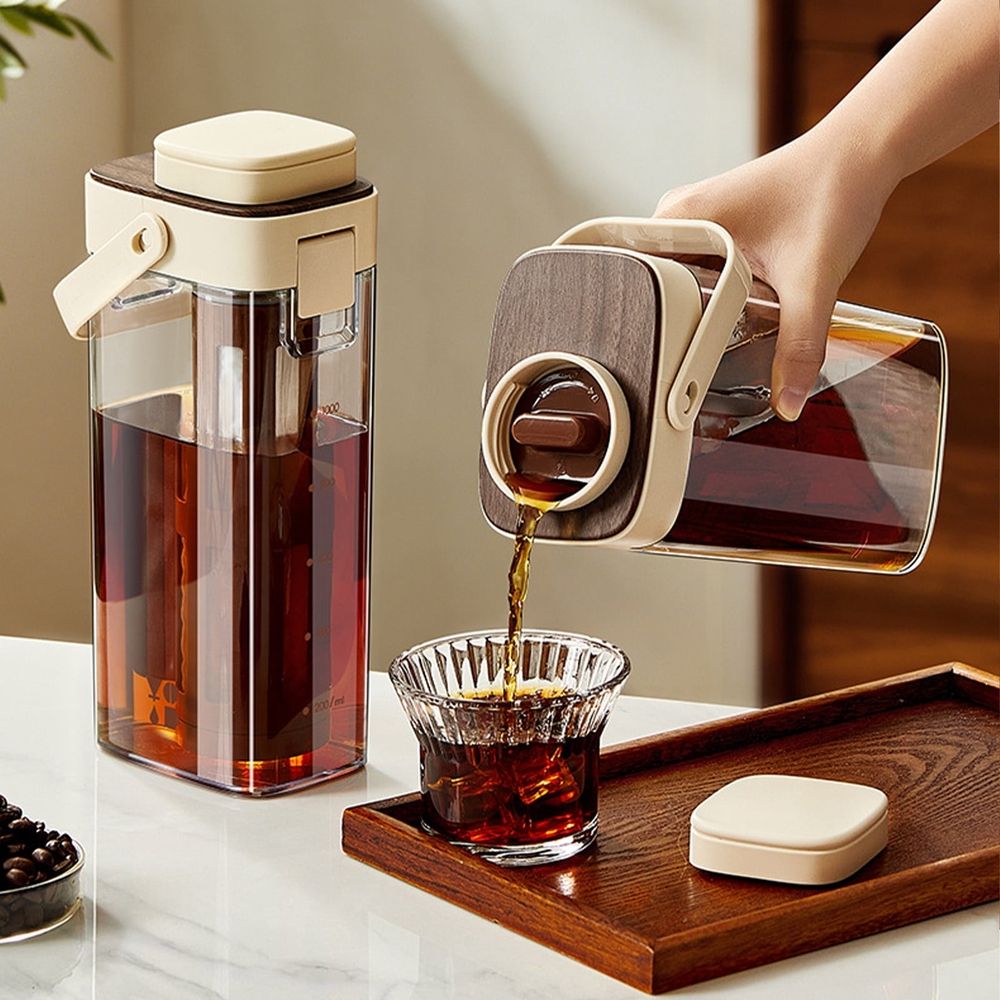 Cold Brew Coffee Maker, 1000ml Iced Coffee Pitcher with 350-Mesh Filter, Leakproof Cold Brew Pitcher for Fridge, Tea and Fruit Infusions