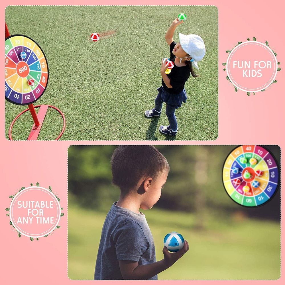 Dart Board Games for Kids,Ideal Indoor and Party Games 28.3Inches Safe Dart Board with 8 Sticky Balls,Best Sport Toys Gifts for 3 4 5 6 7 8 9+ Years Old Boys and Girls