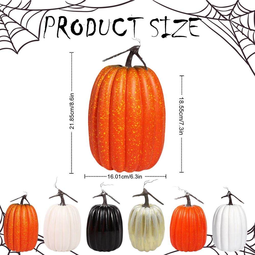 18.5x16cm Plastic Pumpkins for Decorating – Large Artificial Foam Pumpkins for Fall Decor, Halloween, Thanksgiving, Paintable for DIY Crafts & Centerpieces