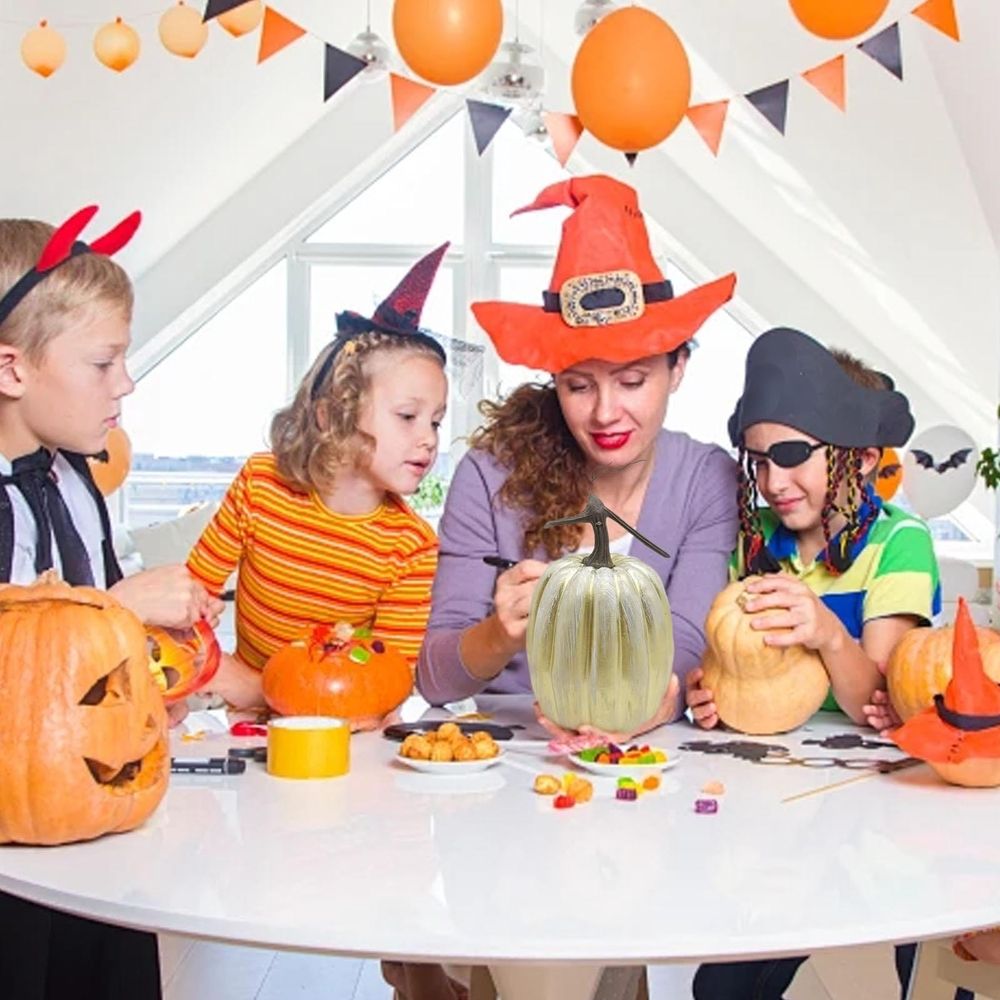 18.5x16cm Plastic Pumpkins for Decorating – Large Artificial Foam Pumpkins for Fall Decor, Halloween, Thanksgiving, Paintable for DIY Crafts & Centerpieces