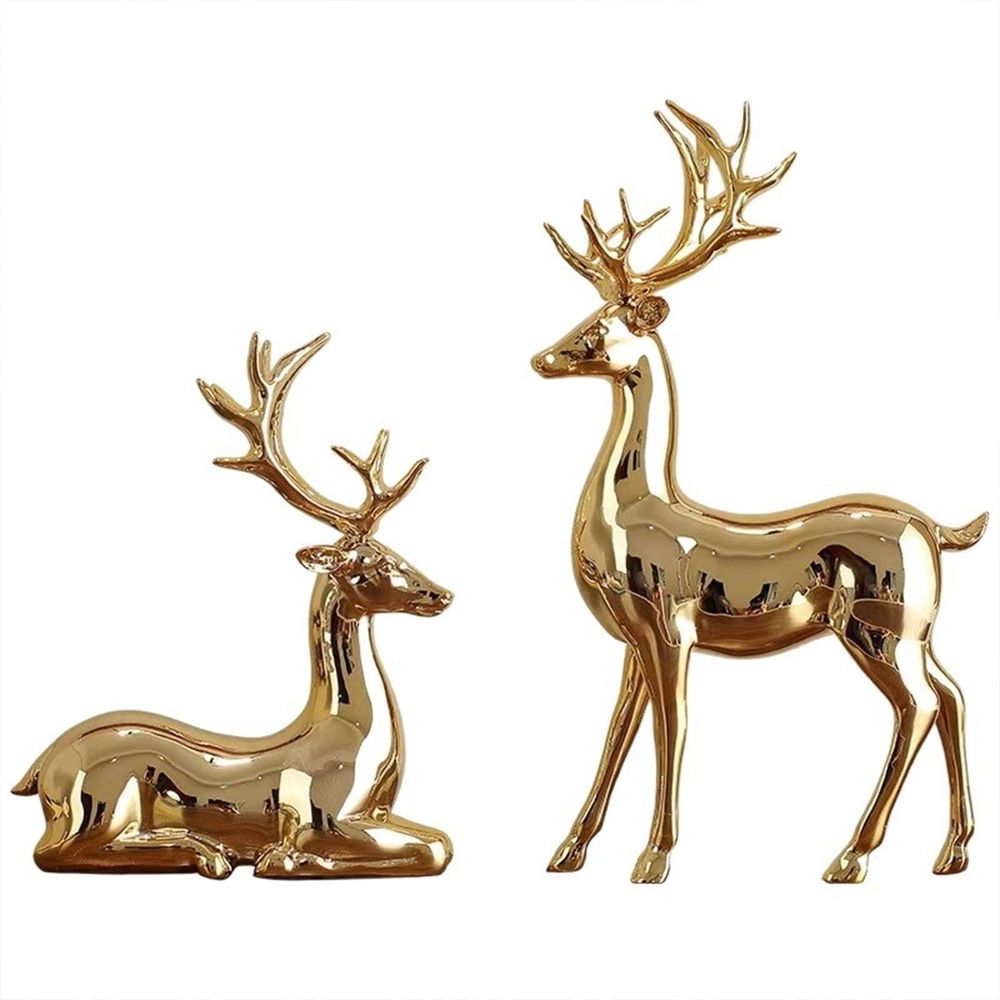 Christmas Deer Pure Copper Heavy Reindeer Ornaments for Home Decor Accents Living Room Office Bookself Tabletop Mantle Christmas Decoration