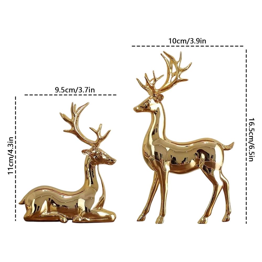 Christmas Deer Pure Copper Heavy Reindeer Ornaments for Home Decor Accents Living Room Office Bookself Tabletop Mantle Christmas Decoration