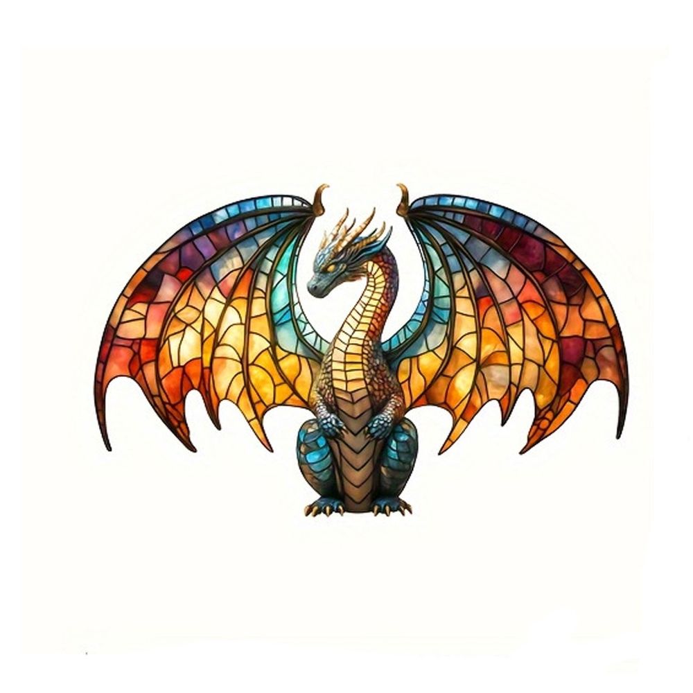 Dragon Suncatcher, Stained Glass Style Window Hanging Decor, Acrylic Fantasy Dragon Pendant for Living Room Bedroom and Office Decoration