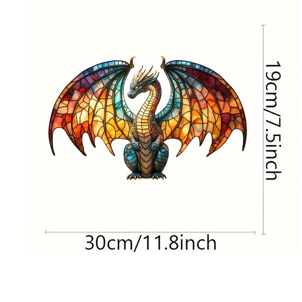 Dragon Suncatcher, Stained Glass Style Window Hanging Decor, Acrylic Fantasy Dragon Pendant for Living Room Bedroom and Office Decoration