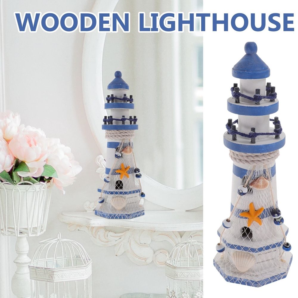 Coastal Lighthouse Figurine for Office and Home Decor, Beach-Themed Room Decoration