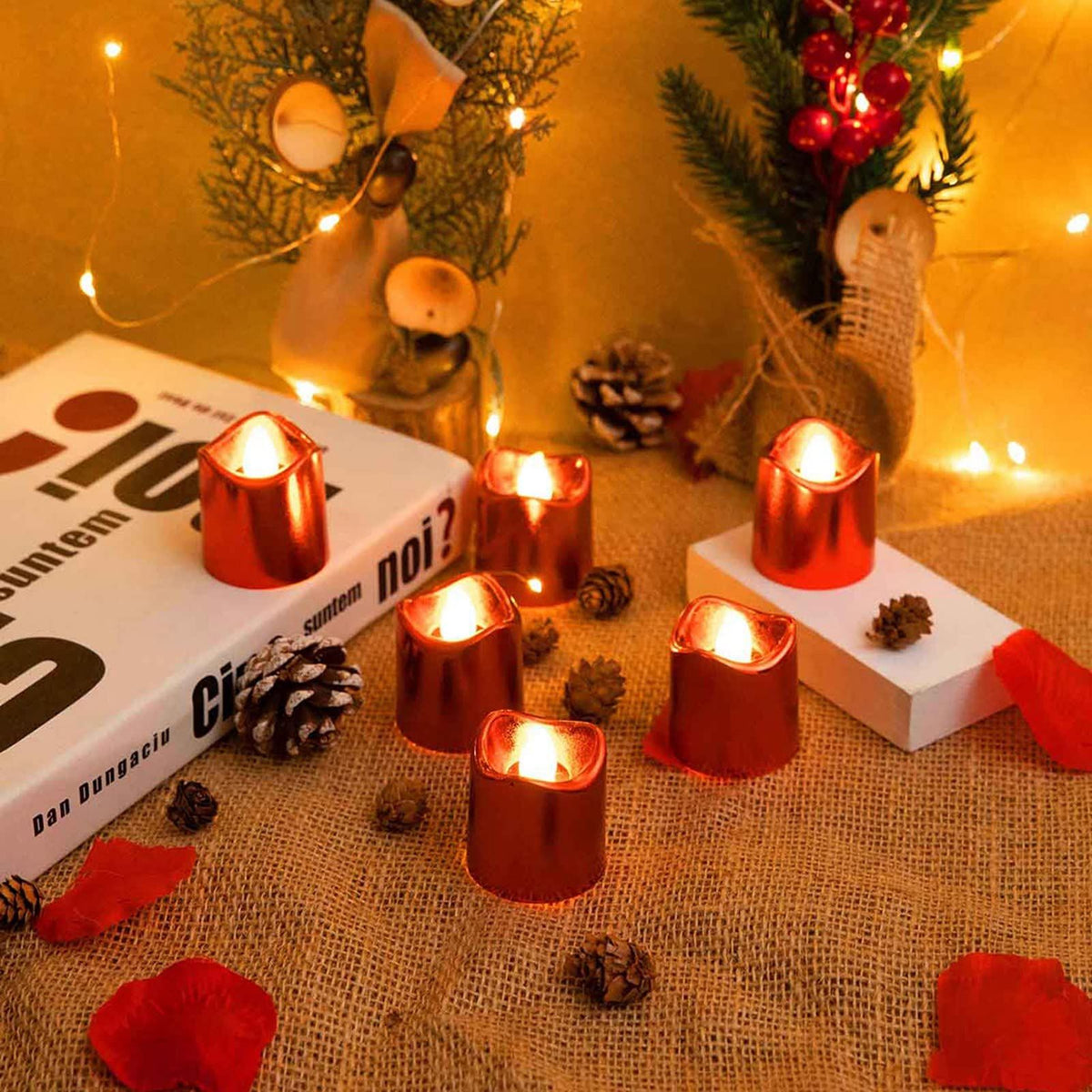 24 PCS LED Tea Lights Candles Battery Operated Flameless Flickering Candles Votive Candles for Wedding Table Festival Halloween