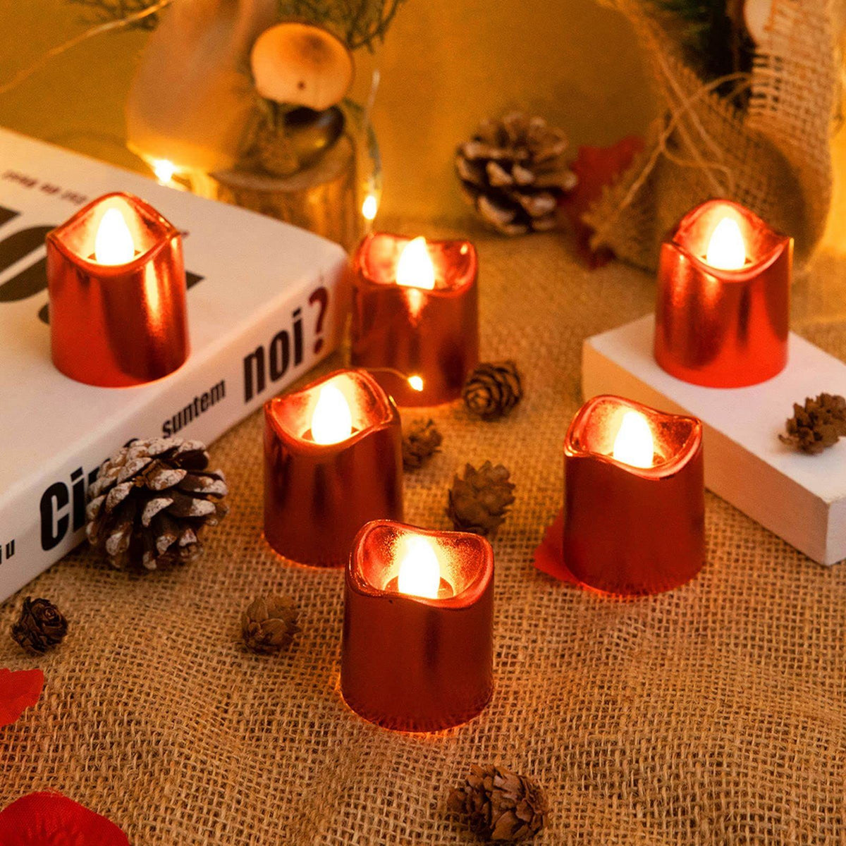 24 PCS LED Tea Lights Candles Battery Operated Flameless Flickering Candles Votive Candles for Wedding Table Festival Halloween