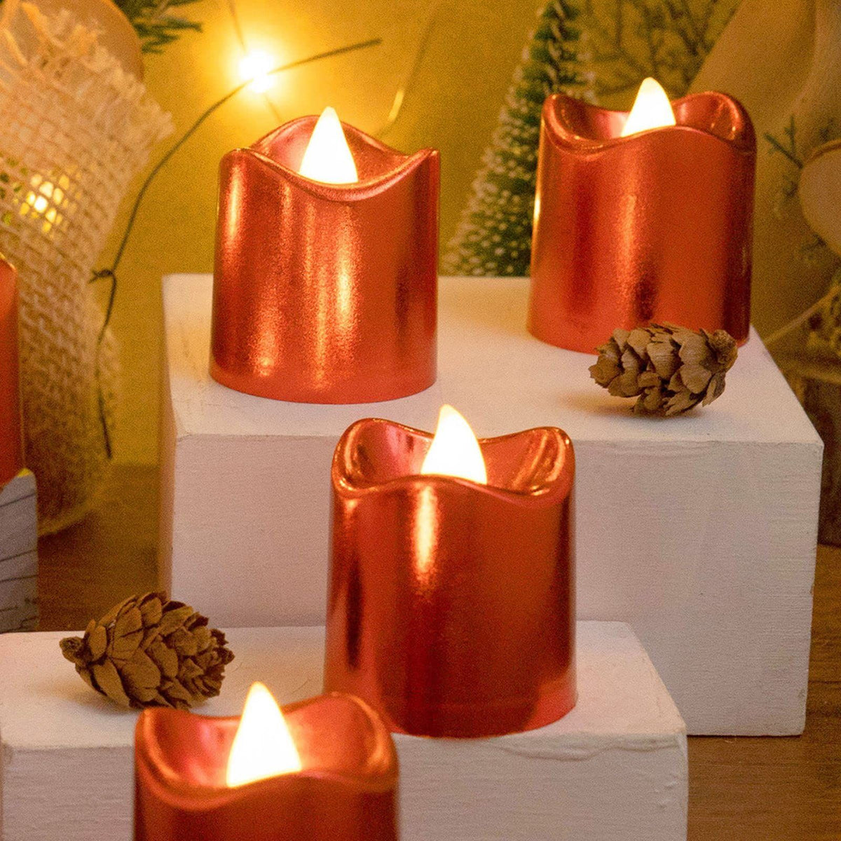 24 PCS LED Tea Lights Candles Battery Operated Flameless Flickering Candles Votive Candles for Wedding Table Festival Halloween