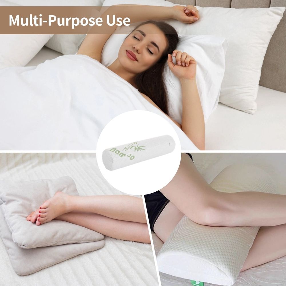 2 PCS Memory Foam Bolster Pillow, 17.7" x 4.3", Lumbar Support Roll, Breathable Cover, Versatile for Back, Neck, Waist, Office Chair, Home, Travel, Long Sitting Comfort