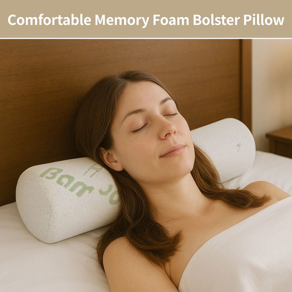 2 PCS Memory Foam Bolster Pillow, 17.7" x 4.3", Lumbar Support Roll, Breathable Cover, Versatile for Back, Neck, Waist, Office Chair, Home, Travel, Long Sitting Comfort