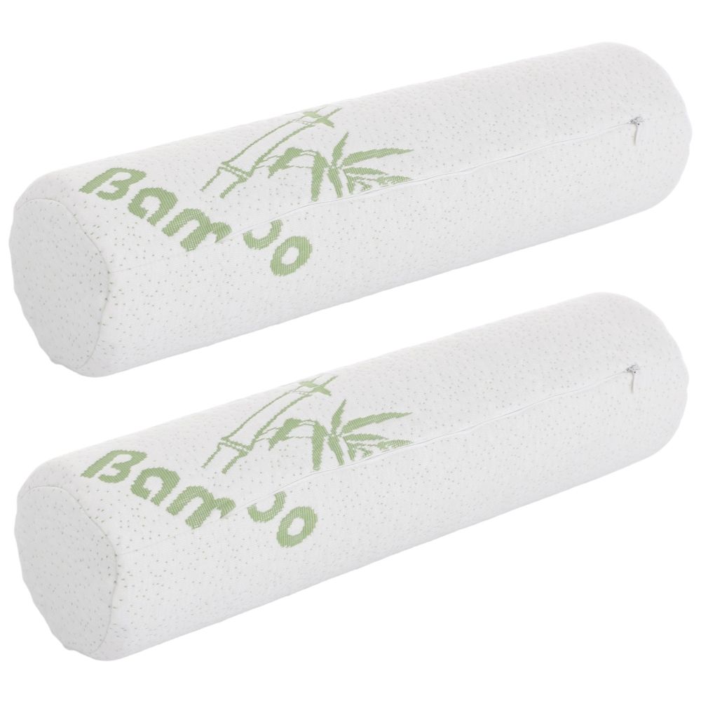 2 PCS Memory Foam Bolster Pillow, 17.7" x 4.3", Lumbar Support Roll, Breathable Cover, Versatile for Back, Neck, Waist, Office Chair, Home, Travel, Long Sitting Comfort
