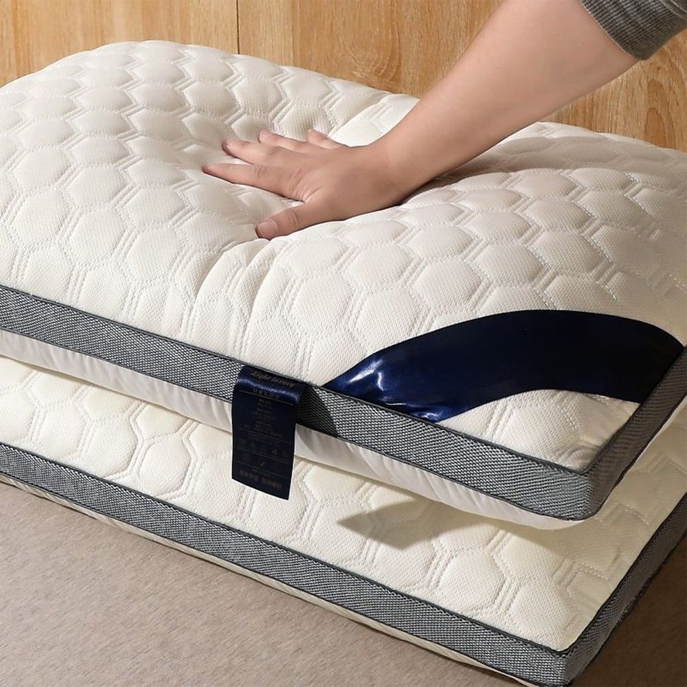 Bed Pillow for Sleeping - Large 17x26 Inch Soft Cushion with Angle Support Board - Neck Support Pillow for Back, Side, or Stomach Sleepers - Cotton Cover Pillow Insert for Home Bedroom