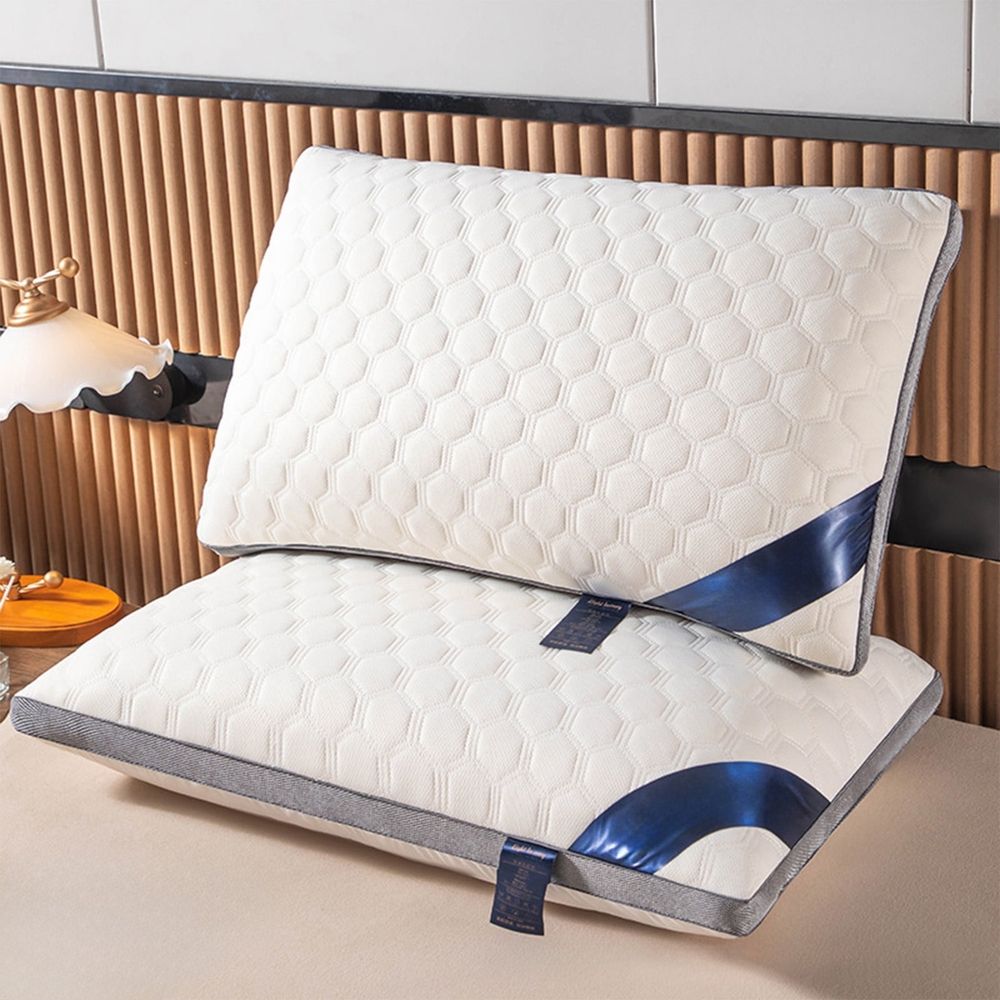 Bed Pillow for Sleeping - Large 17x26 Inch Soft Cushion with Angle Support Board - Neck Support Pillow for Back, Side, or Stomach Sleepers - Cotton Cover Pillow Insert for Home Bedroom