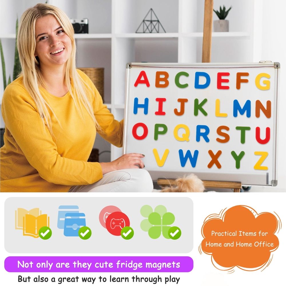 26 Pcs Wooden Fridge Magnets Set, Flexible Magnetic Letter Decor Stickers, Waterproof And Simple Wiping For Easy Storage, for Toddlers