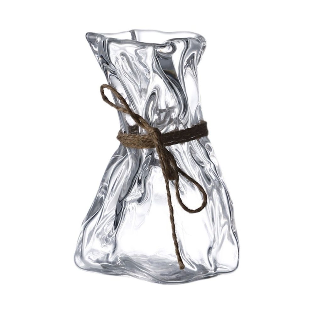 Clear Irregular Glass Flower Vase Pleating Cocktails Glasses Thick Bottom Large Glass Vase for Centerpieces Flower Decor