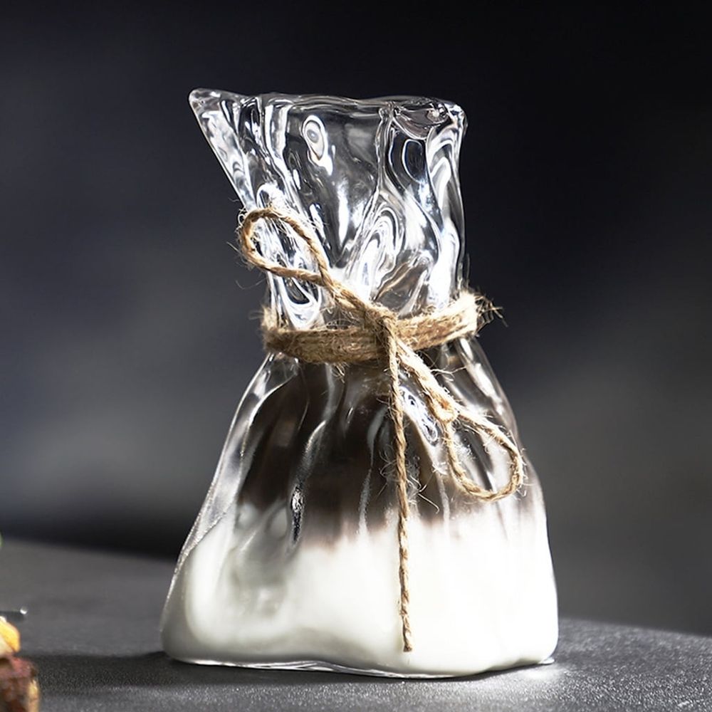 Clear Irregular Glass Flower Vase Pleating Cocktails Glasses Thick Bottom Large Glass Vase for Centerpieces Flower Decor