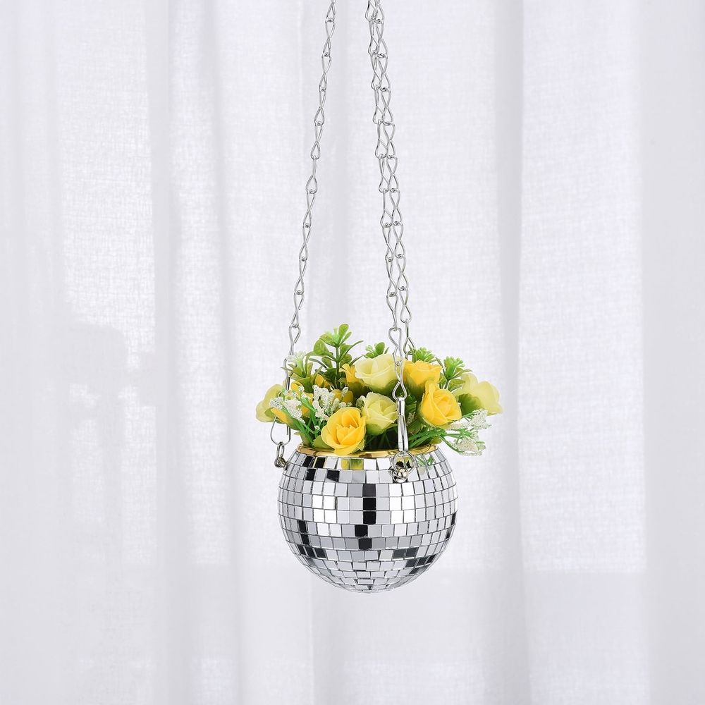 Disco Vase Disco Ball Planter Large Capacity Multifunctional Hanging Disco Ball Flower Pot for Gardens Terraces