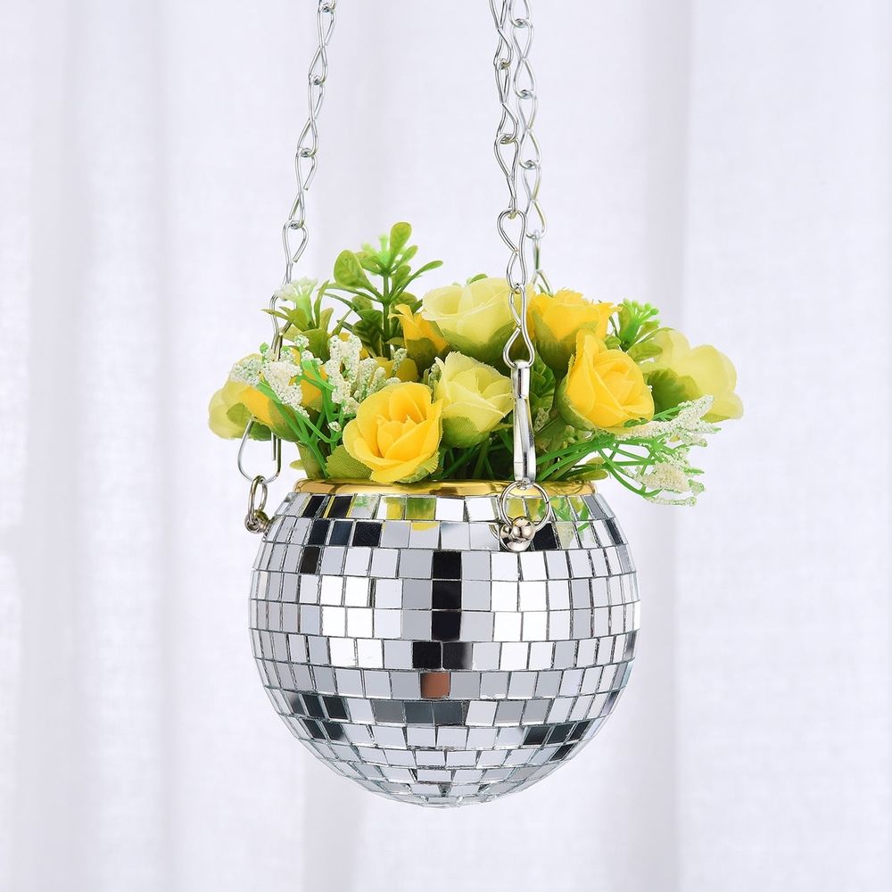 Disco Vase Disco Ball Planter Large Capacity Multifunctional Hanging Disco Ball Flower Pot for Gardens Terraces