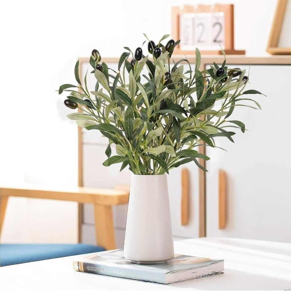 1 Artificial Flower*5 Olive Branches for Vases Artificial Olive Tree Plant Greenery Stems 15" Plants for Home Outdoor Decor Aesthetic (Vase Not Included)