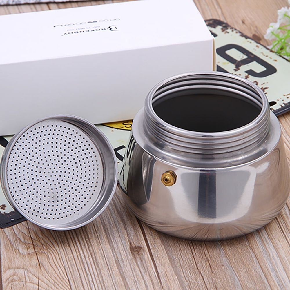 6 Cup Stovetop Espresso Maker Stainless Steel Moka Pot Stove Top Percolator Italian Coffee Makers Capable Mocha Greca Machine Cafe Classic Induction Cookers for Home And Camping