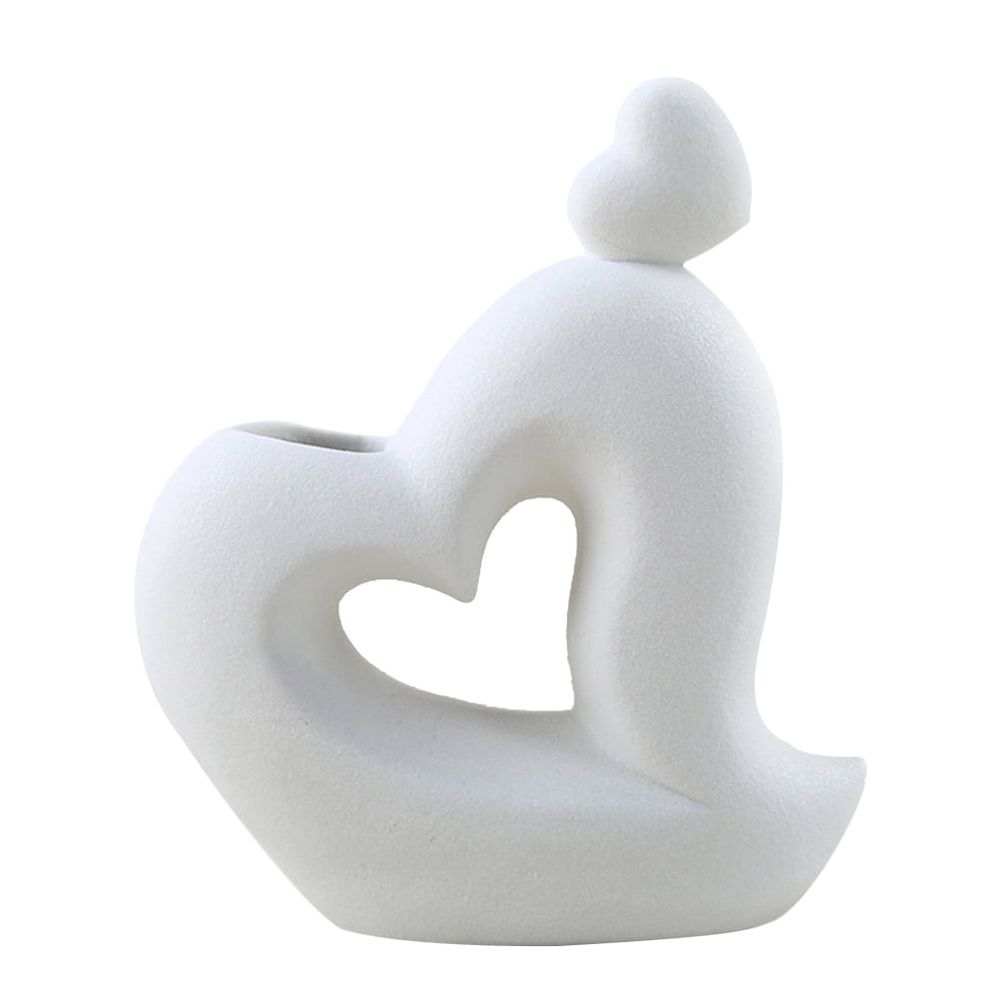 Ceramic Heart-Shaped Vase in White for Home Flower Arrangements