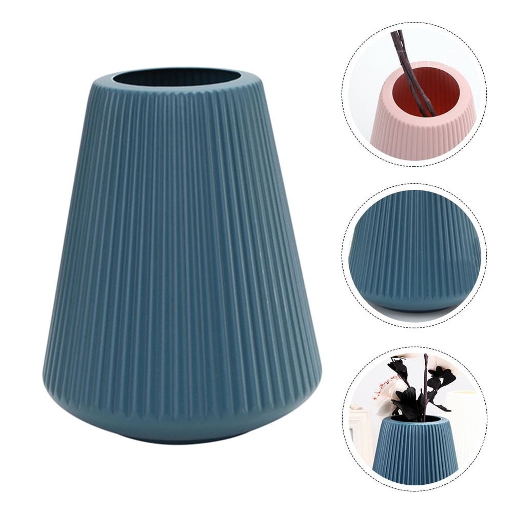 Dark Blue Plastic Vase Nordic Style for Storage Fashion Home Decor