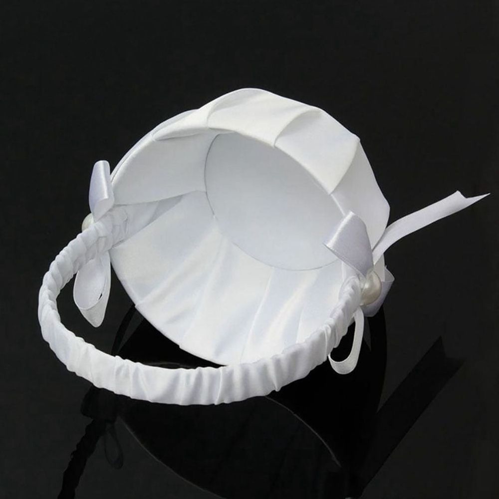 1*Flower Basket . Elegant White Satin Bowknot Pearl Flower Girl Basket for Weddings Bridal Showers and Special Events a of Class and Romance To Your