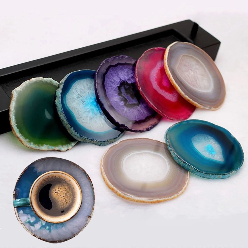 Agate Slices Geode Stones,Place Card,Irregular Home Decoration Healing Crystals Collection 6-8 cm 1 PC