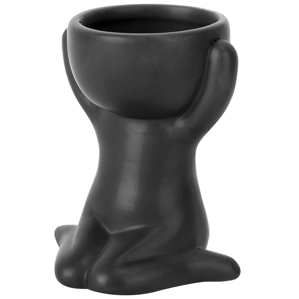 Human Shape Ceramic Flower Pot Black 1PC For Planting Decorative Home Use
