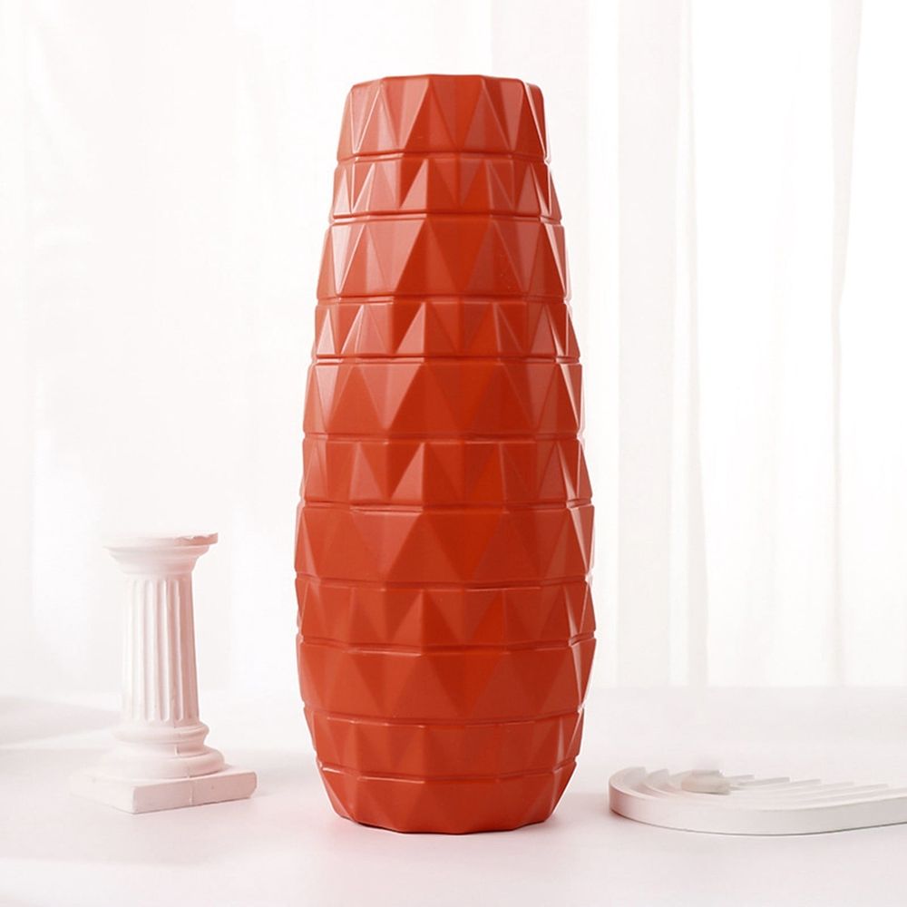 Vases Large Floor Vase, Orange Plastic Vase,Decorative Tall Flower Holder for Living Room, Home D茅cor Dried Flower Arrangement Ideal Gift