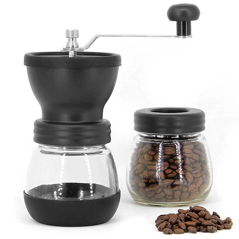 Manual Coffee Bean Grinder with Extra Storage Jar Hand Crank Household Crusher Bean Tool Portable