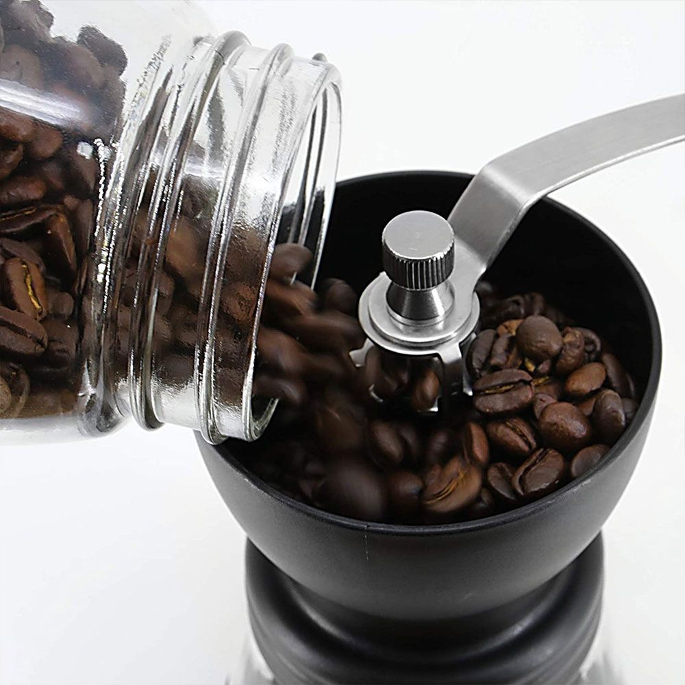 Manual Coffee Bean Grinder with Extra Storage Jar Hand Crank Household Crusher Bean Tool Portable