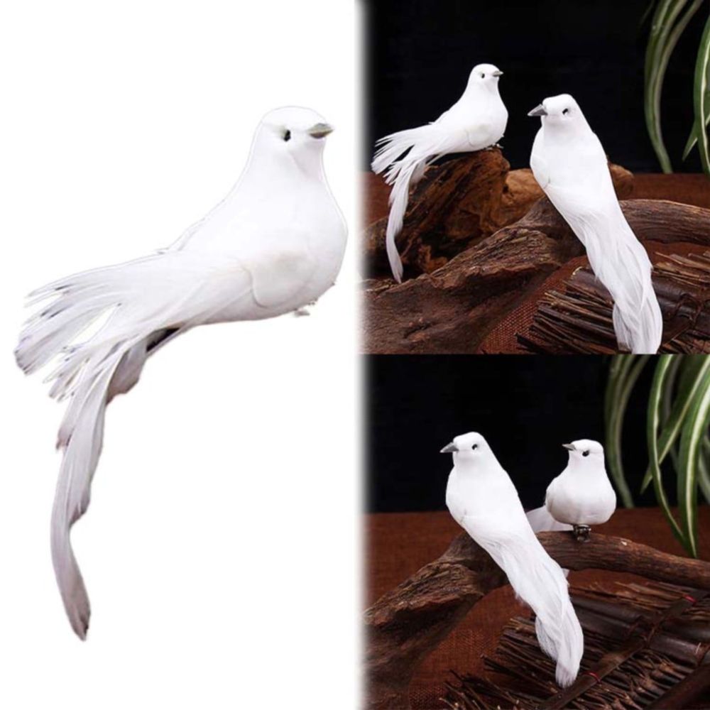 Artificial White Foam Birds, Realistic Clip-On Ornaments for Christmas Tree Decorations, Wedding Centerpieces, Wreaths, Crafts, and Seasonal Home Decor, Pack of Decorative Birds