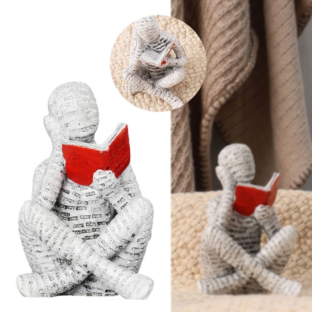 Figurines Bookshelf Decor Statues Home Decor Reader Sculpture Ornament Desktop Ornament Resin Reading Ornament Reading for Living Room Table Office Home Decoration \ufeff