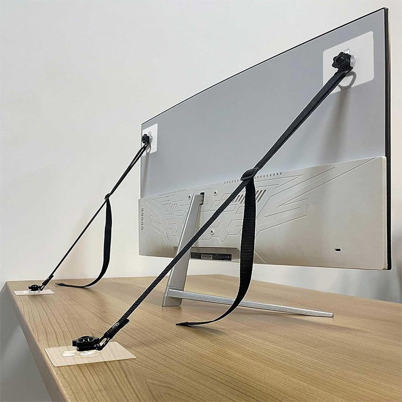 2 Pack Adjustable TV Safety Straps, No-Drill Adhesive Anti-Tip Furniture Anchors for Baby Proofing, Flat Screens Fix to Wall