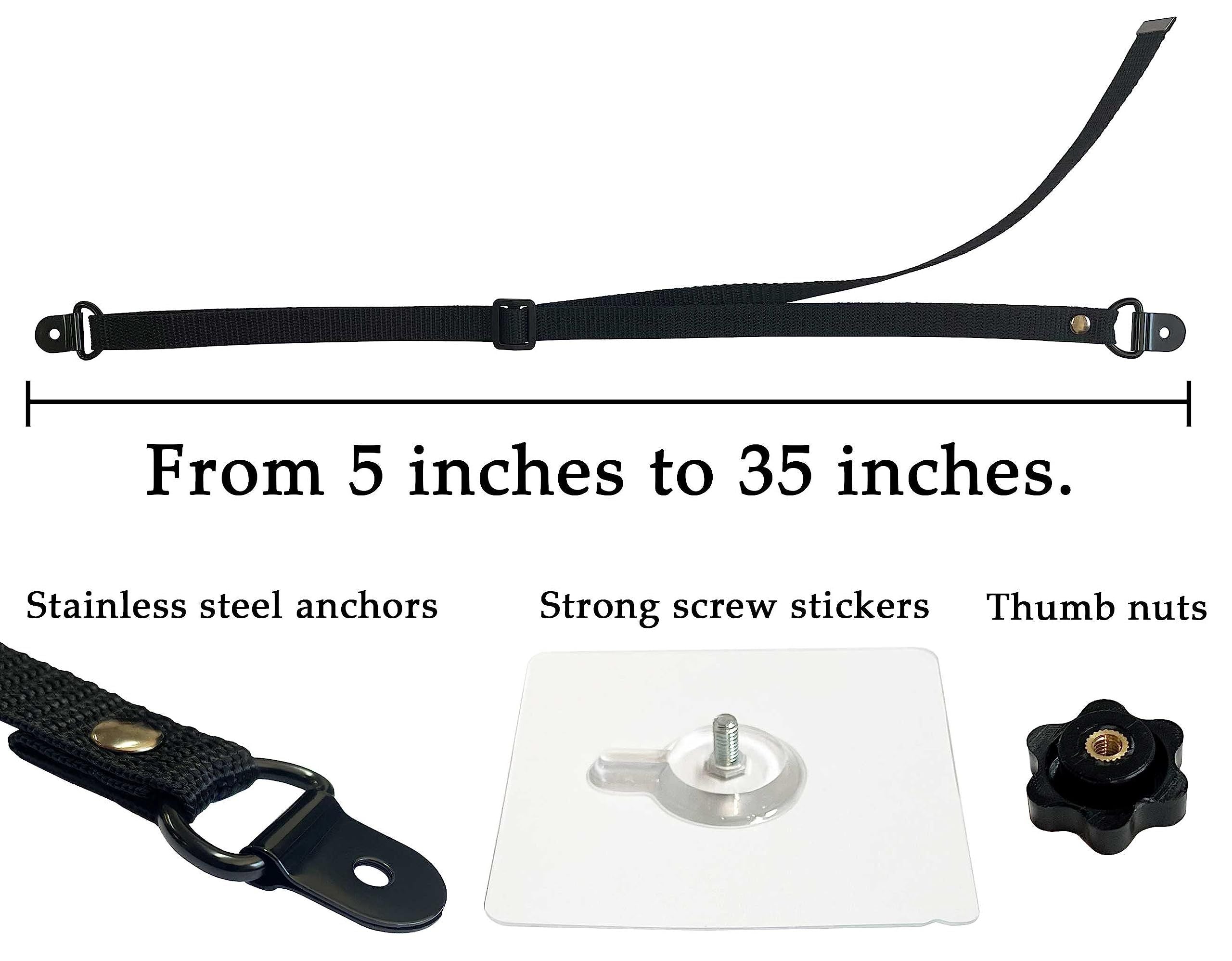 2 Pack Adjustable TV Safety Straps, No-Drill Adhesive Anti-Tip Furniture Anchors for Baby Proofing, Flat Screens Fix to Wall