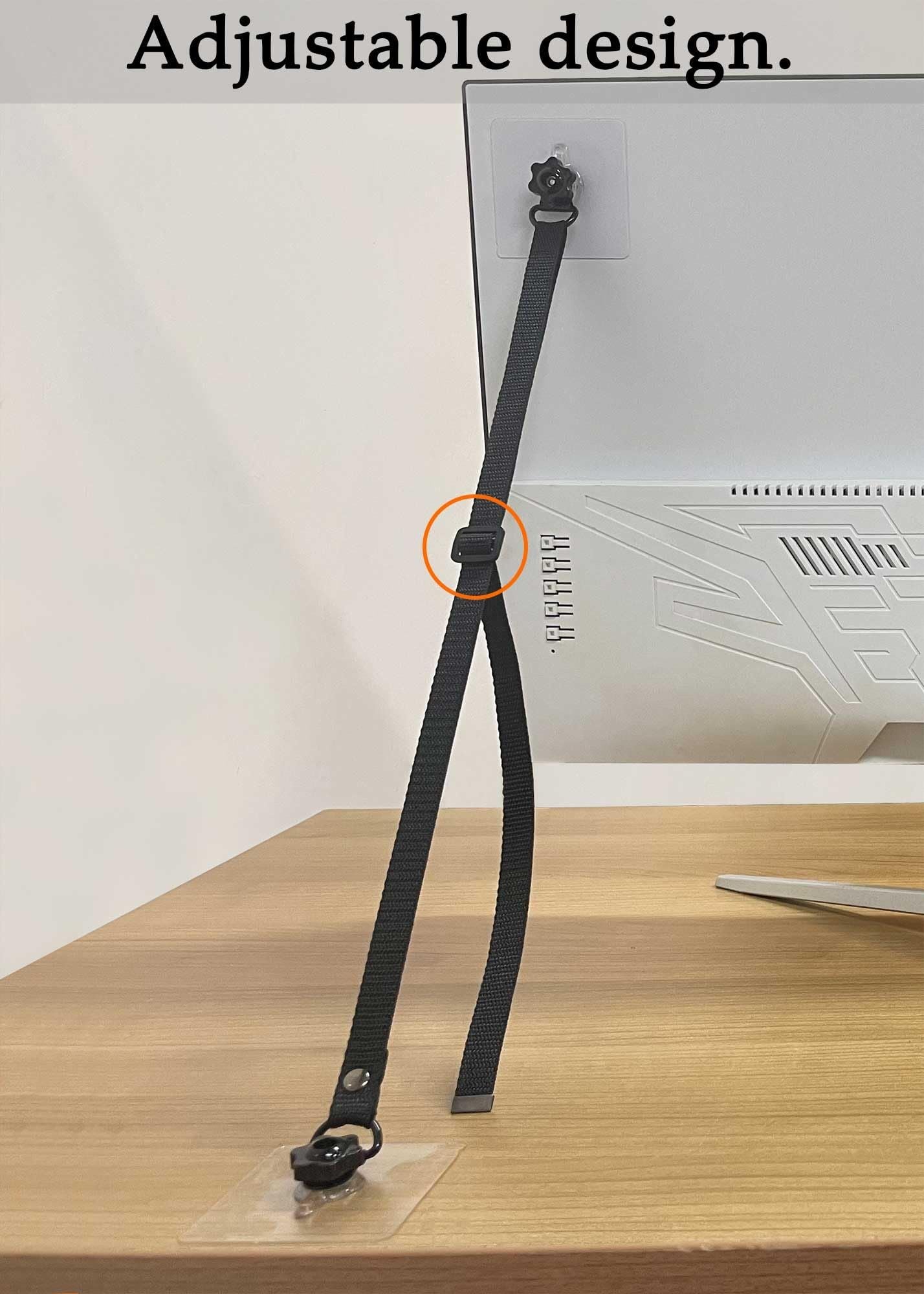 2 Pack Adjustable TV Safety Straps, No-Drill Adhesive Anti-Tip Furniture Anchors for Baby Proofing, Flat Screens Fix to Wall