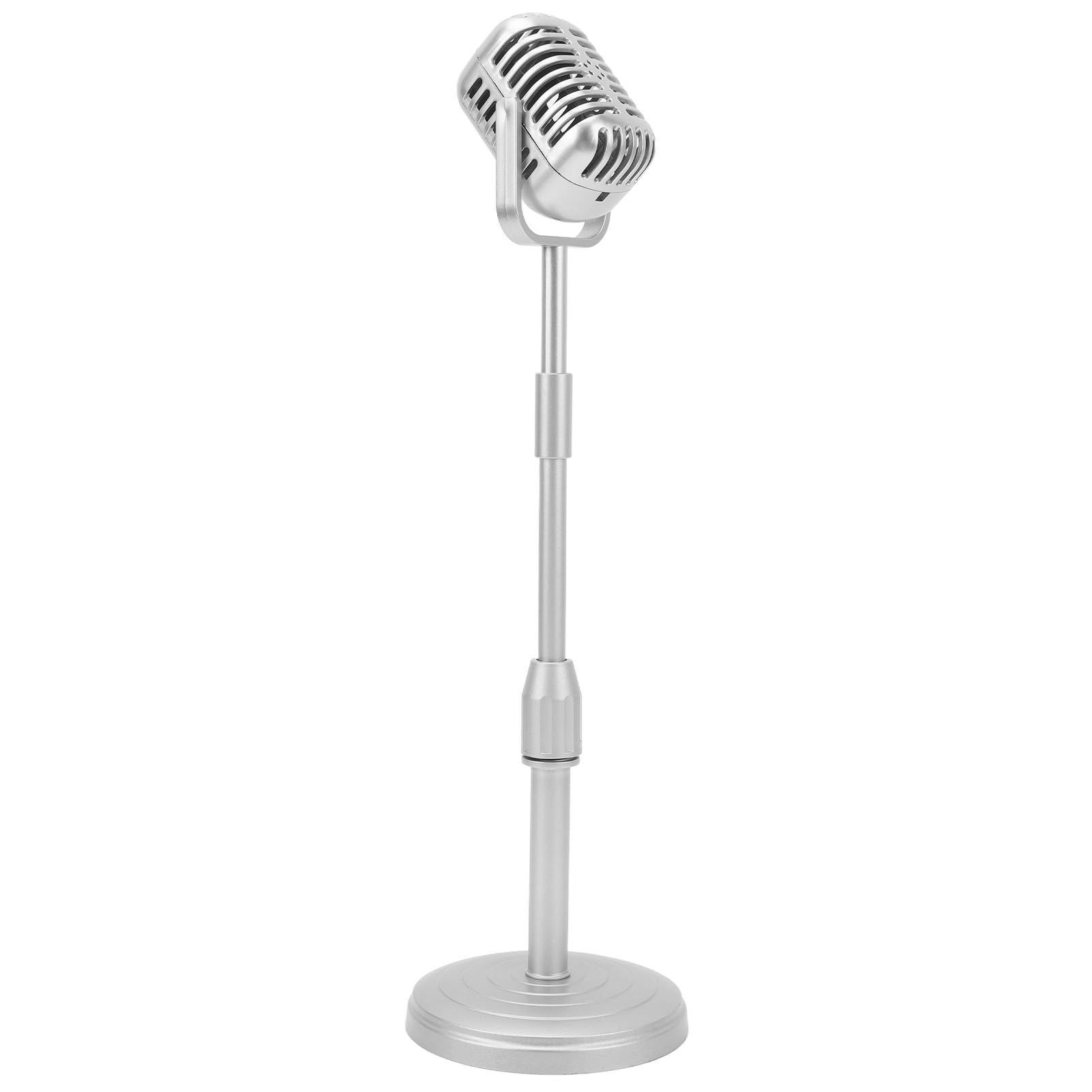 Retro desktop microphone prop model with adjustable stand, classic retro style microphone prop decoration