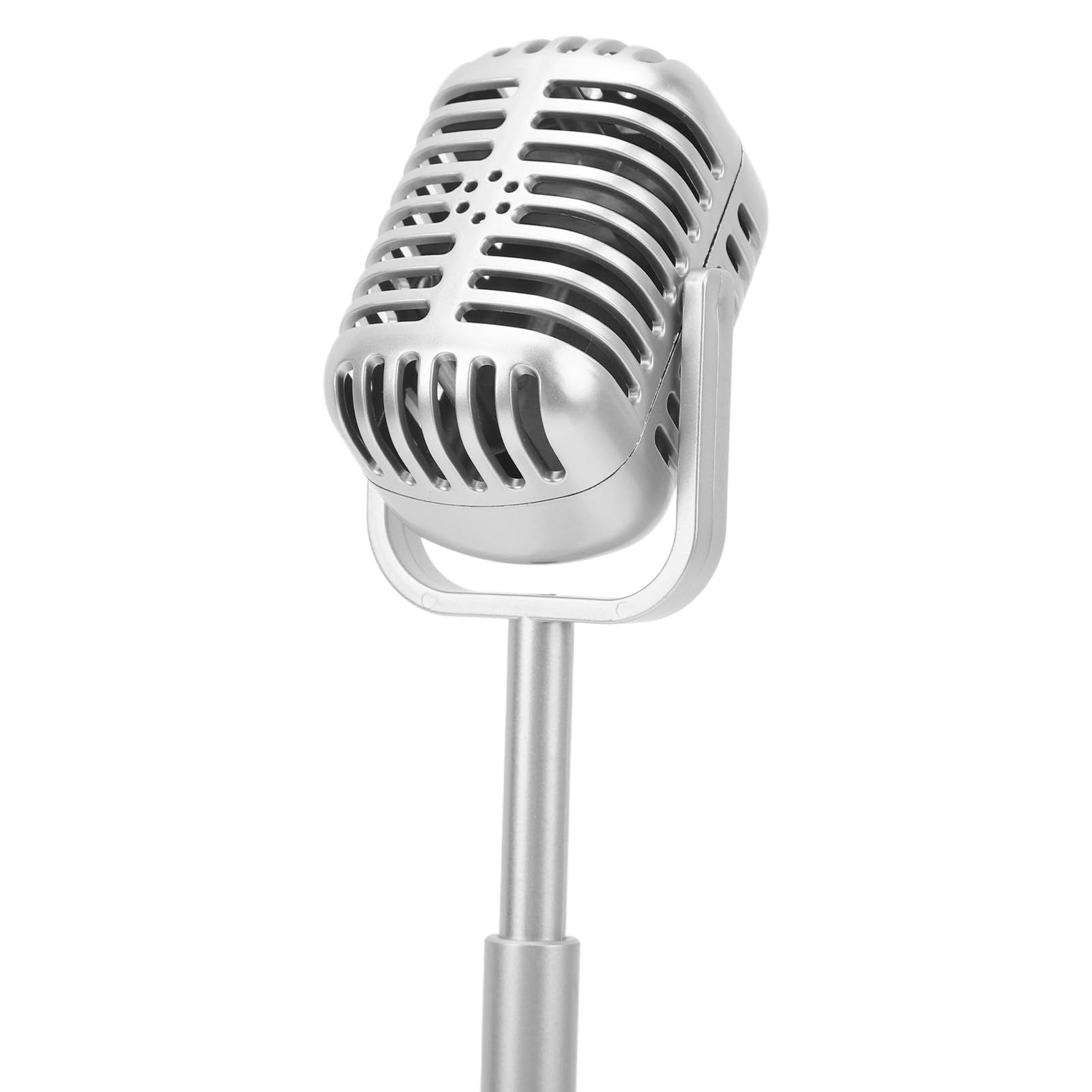 Retro desktop microphone prop model with adjustable stand, classic retro style microphone prop decoration